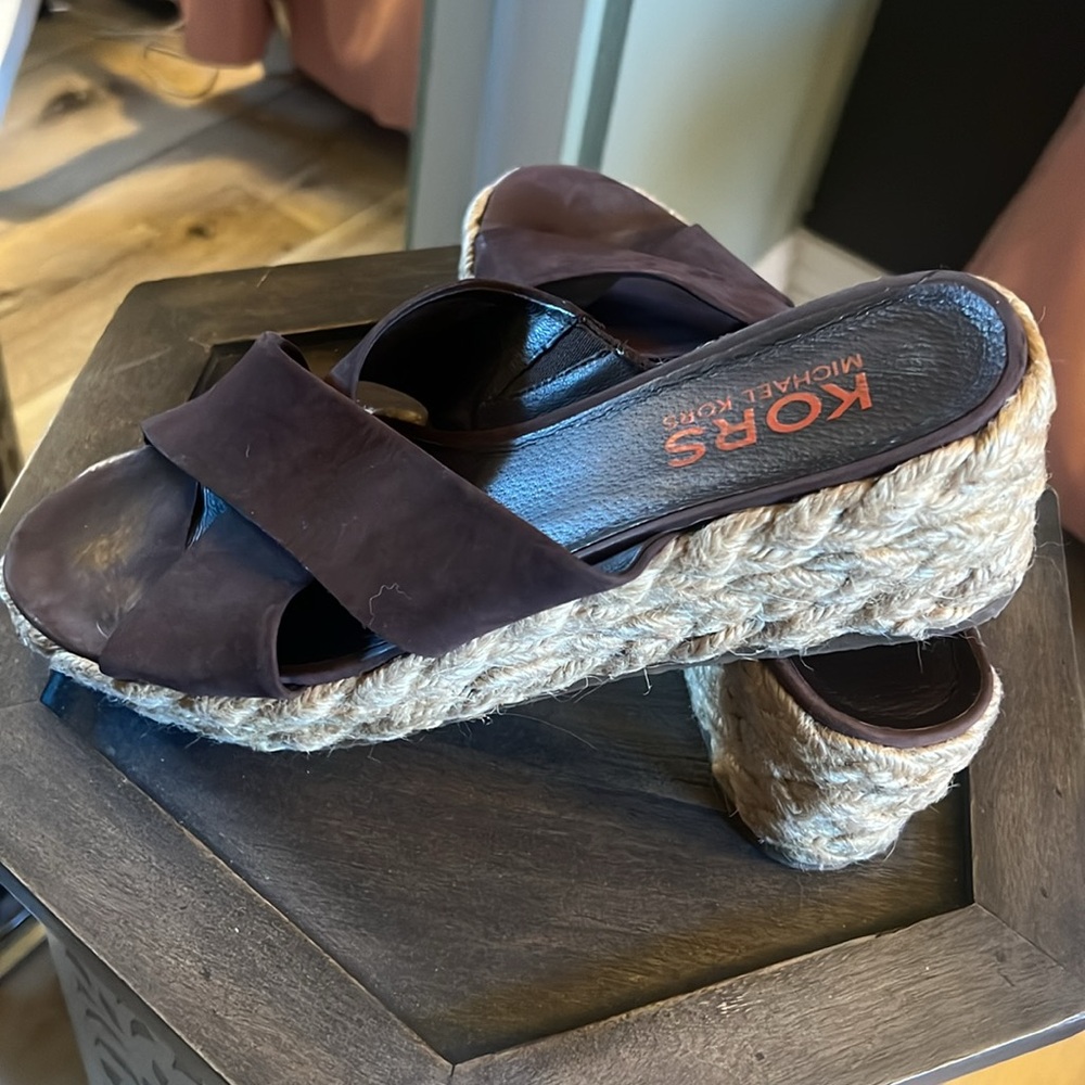 Michael Kors, size 9, Brown Wedge Espadrille Wedge Sandals - Picture 11 of 13